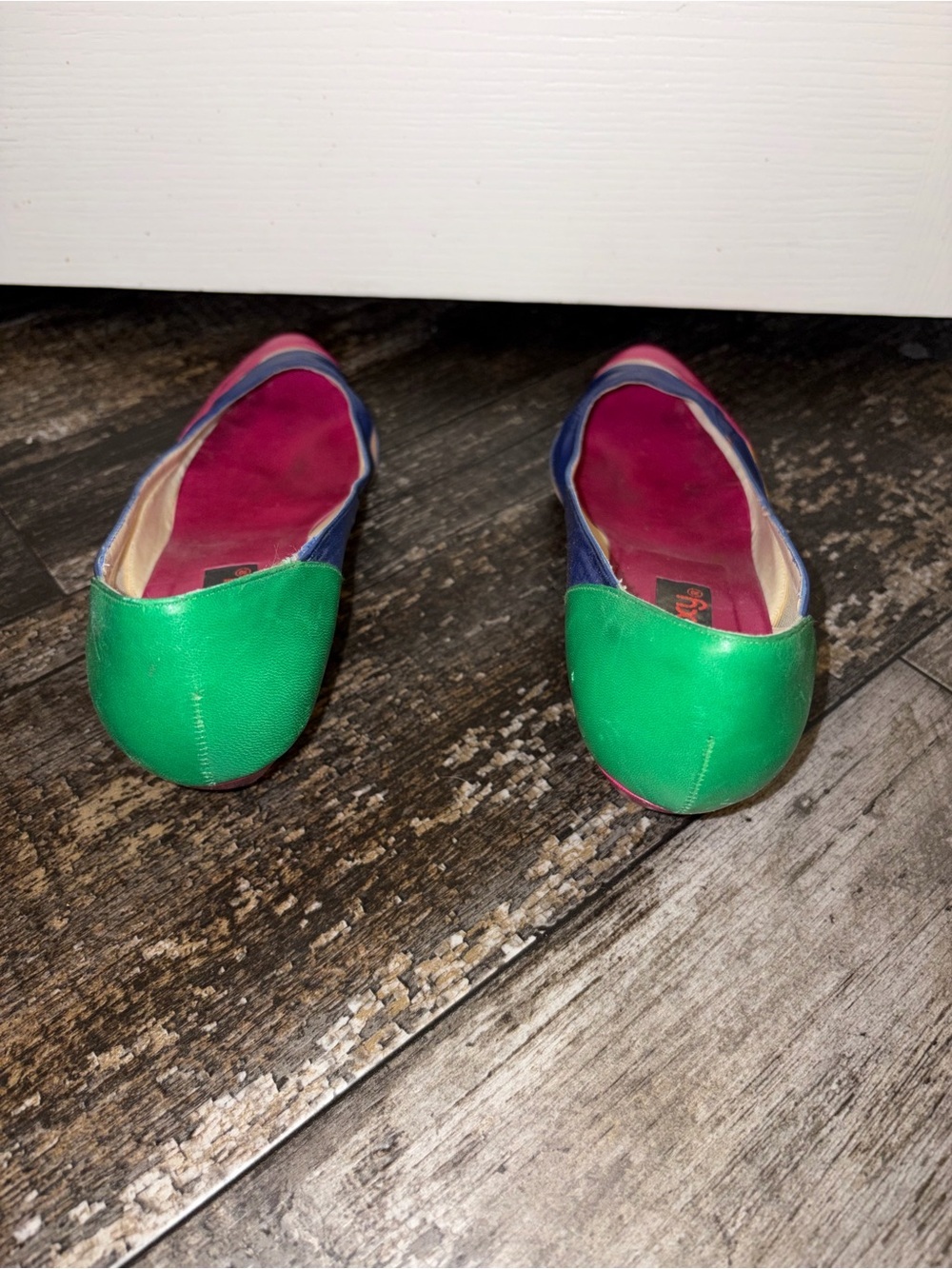 Proxy Vintage Multicolor Leather Kitten Heel Pumps - Pink, Blue, Yellow, Green - Picture 5 of 6